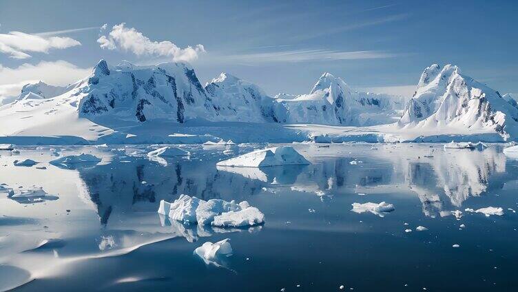 冰川冰山漂浮在海面