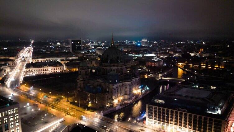 德国柏林夜景航拍