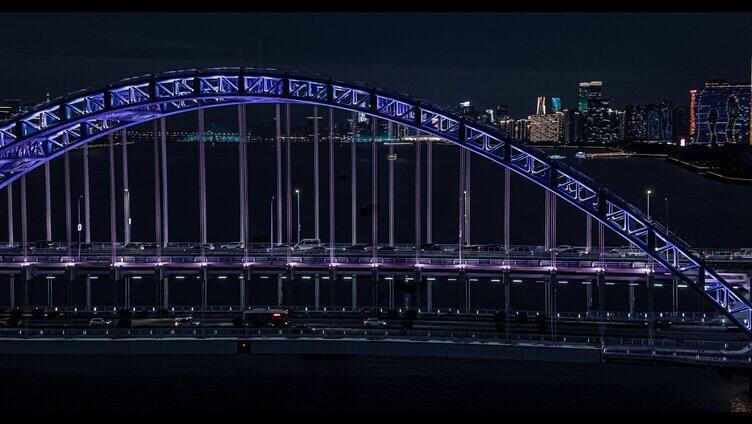 4K杭州复兴大桥夜景航拍