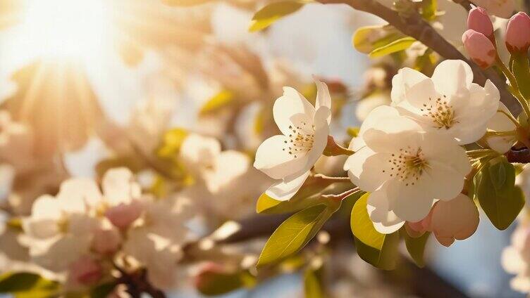 梨花盛开春天蜜蜂花开花花瓣梨花梨花开