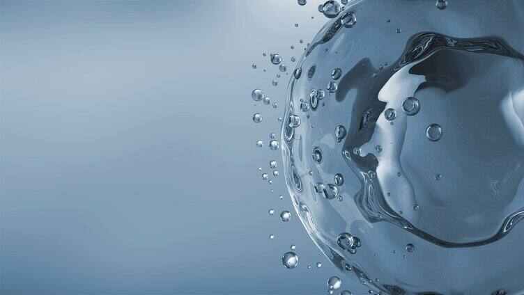 蓝色水分子球自由基水润护肤品美妆护发修复