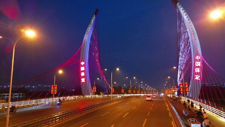 保定巨力大桥航拍夜景
