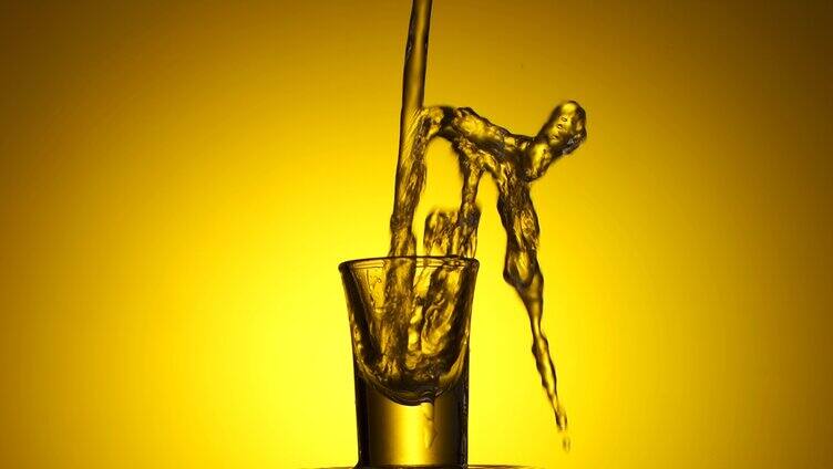 倒酒-白酒-酒杯-抽象艺术-流体液体-水