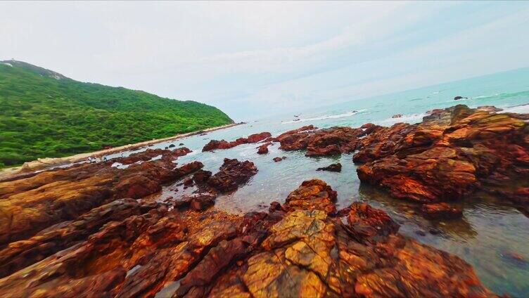 大海海浪海边礁石FPV