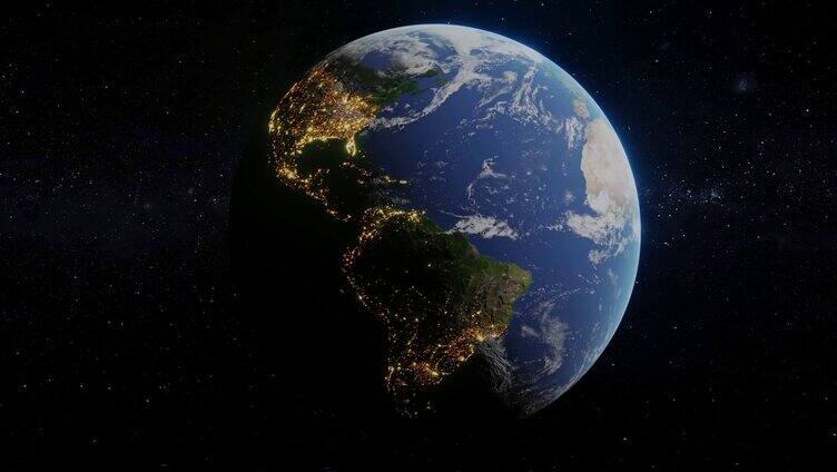 太空看地球白天黑夜
