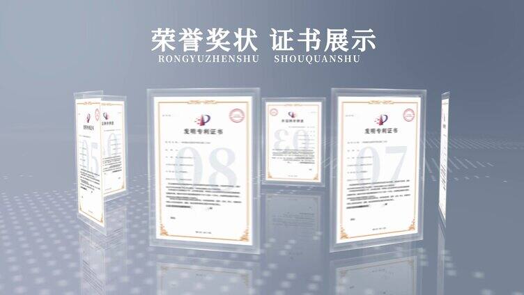荣誉证书专利文件展示