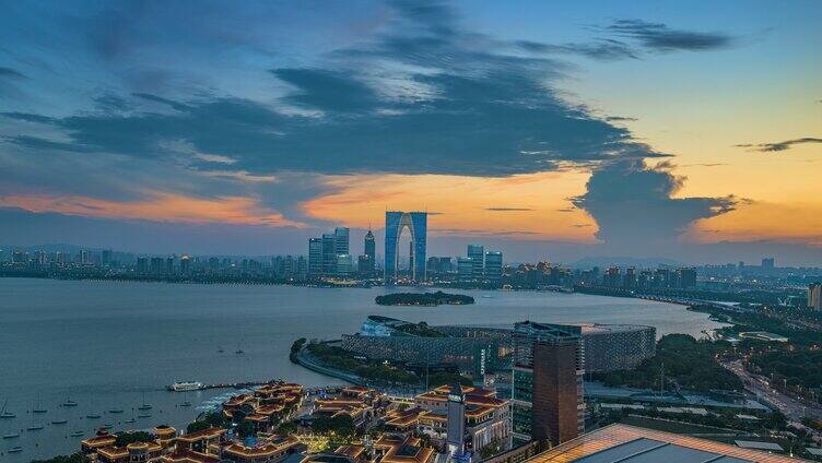 苏州金鸡湖日转夜大景延时