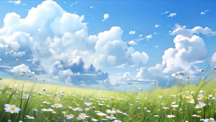 草地蓝天白云 美丽风景 唯美 绿色清新