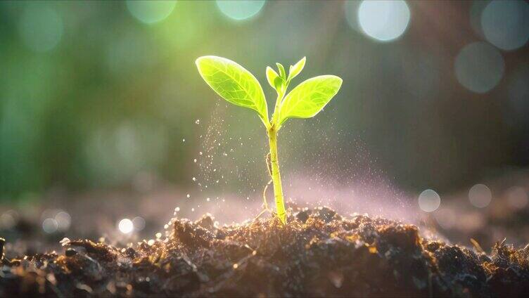 阳光树苗浇水希望 幼苗植物 植物 土壤