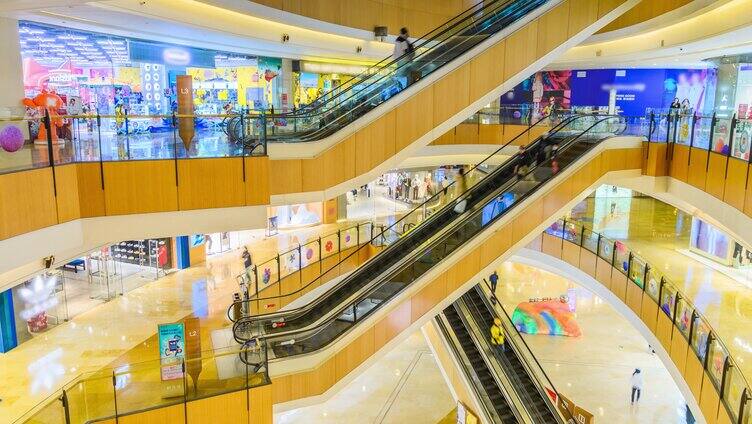 商场购物中心扶梯与流动人群延时