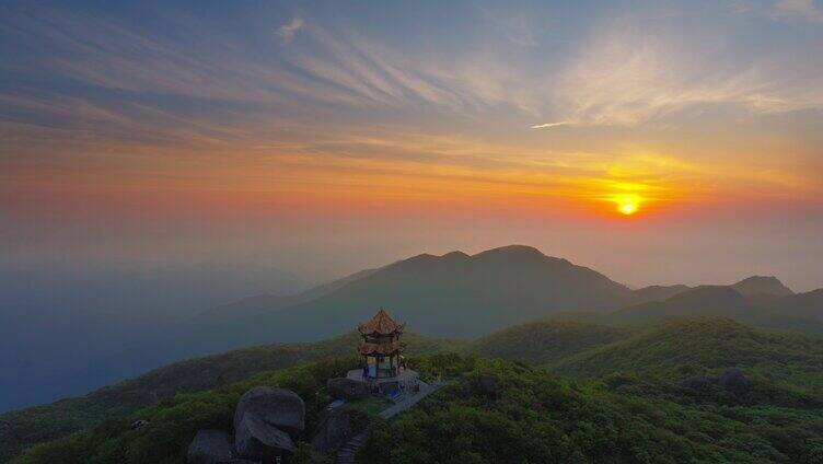 浏阳大围山森林公园杜鹃花海航拍