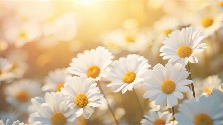 阳光雏菊美丽唯美的花朵 春天花开 雏菊