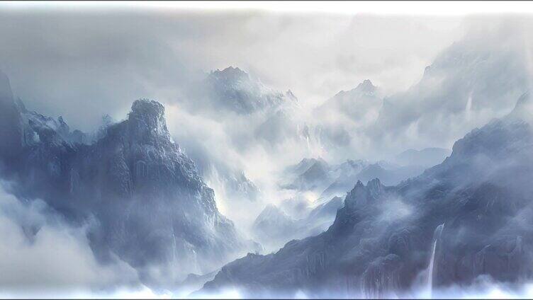 绝美水墨国风山脉动画 中国风 山脉 背景