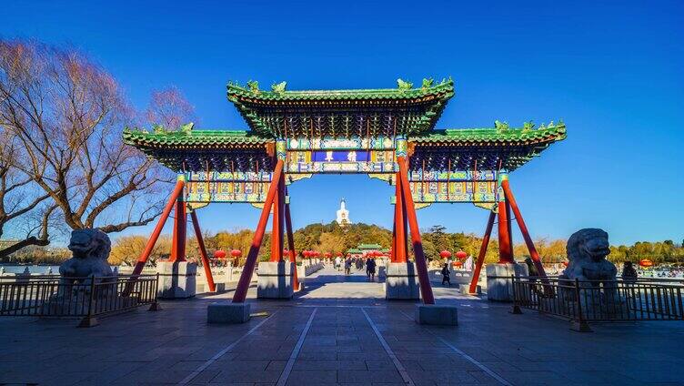 北京北海公园冬季风光延时