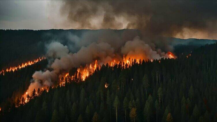 自然灾害森林火灾森林大火4K