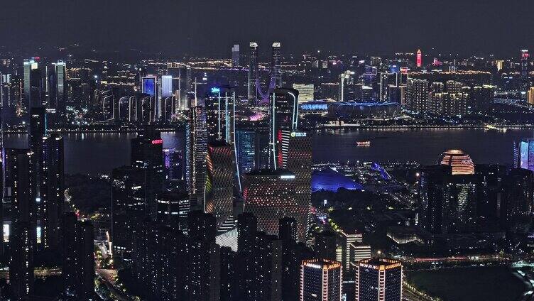 2024航拍杭州钱江新城夜景