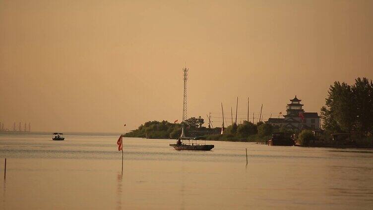 洪泽湖夕阳 一叶孤舟3