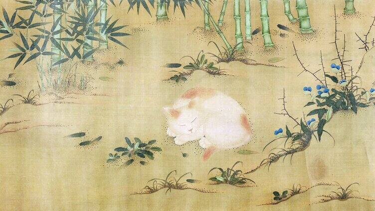 中国明代朱瞻基宣宗五狸奴图卷小猫中国画工