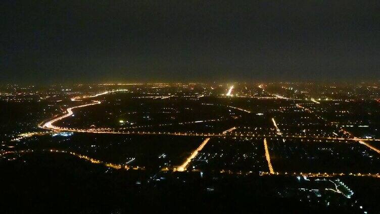 北京城市鸟瞰全景夜景风光航拍