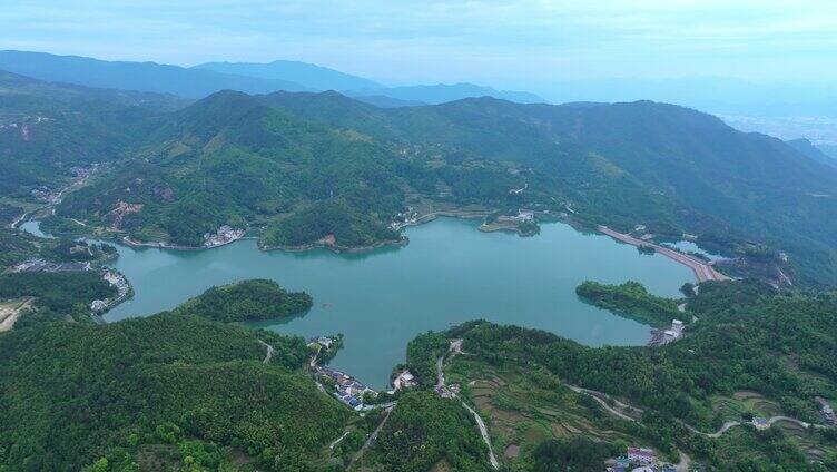 航拍浙江天台山风景区大瀑布琼台景区会仙桥