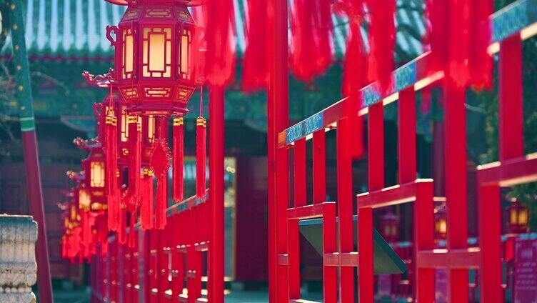 节日寺庙许愿红灯笼