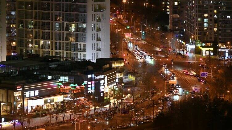 北京朝阳区望京CBD城市夜景航拍高视角