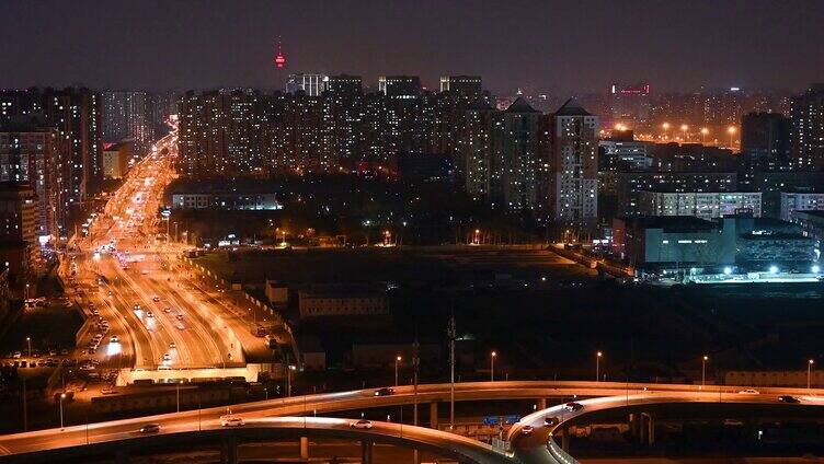 北京丰台城市夜景航拍