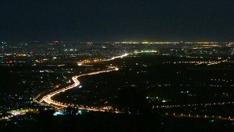 北京城市鸟瞰全景夜景风光航拍