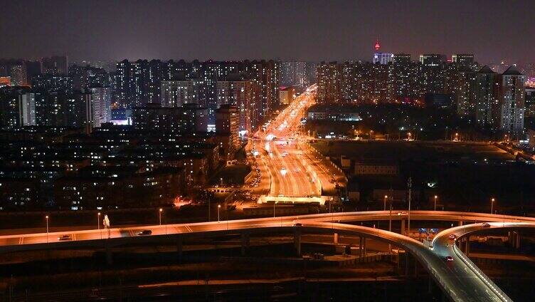 北京丰台城市夜景航拍