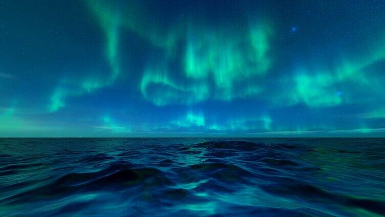 大海水面和北极光