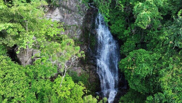 航拍高山森林 溪流 山间瀑布 水之源