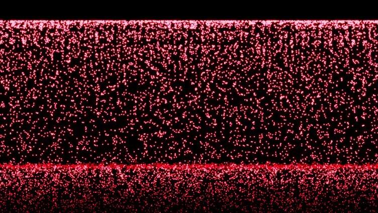宽屏红色粒子瀑布下落视频4比1