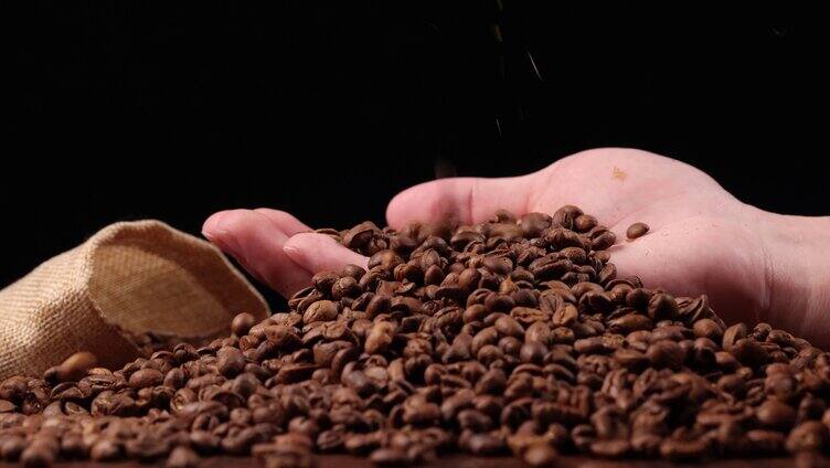 咖啡豆展示特写实拍4k