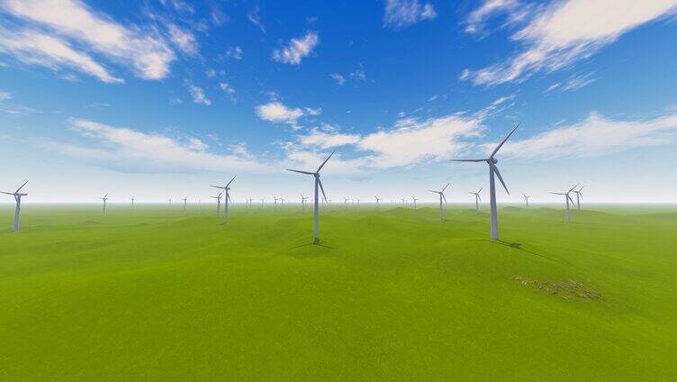 草原上的风力发电延时