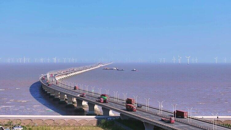 航拍上海 洋山深水港  上海东海大桥