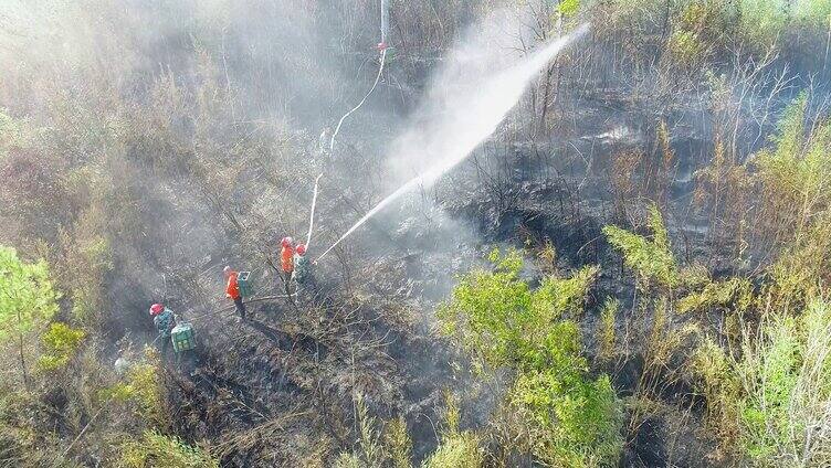 因高压电线掉落引起的异常森林火灾灭火实拍