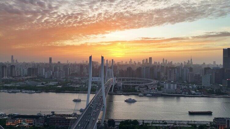 南浦大桥 上海交通 黄浦江 上海城市晚霞