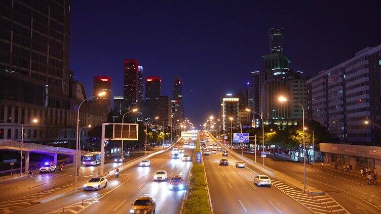 城市路灯 霓虹灯城市人文 北京夜景街道
