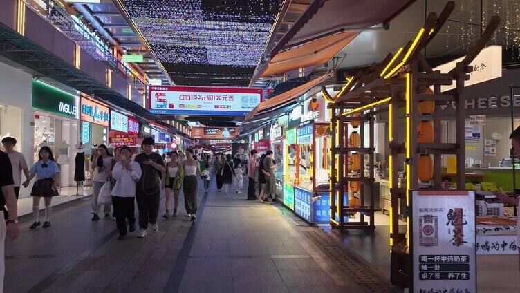 城市夜景商业街延时夜景