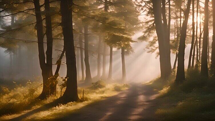 清晨大自然森林阳光