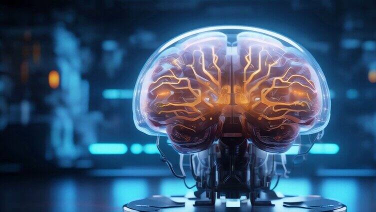 AI人工智能大脑脑机接口概念4K