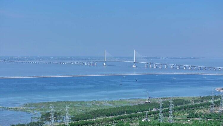 航拍上海青草沙水库  上海水源地