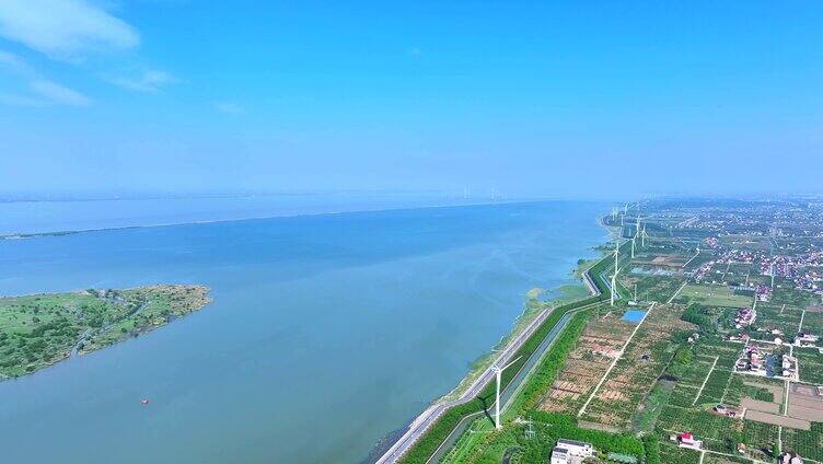 航拍上海青草沙水库  上海水源地