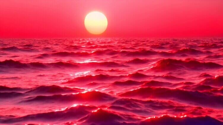 海上日出海水红色