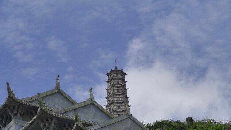 山顶寺庙延时