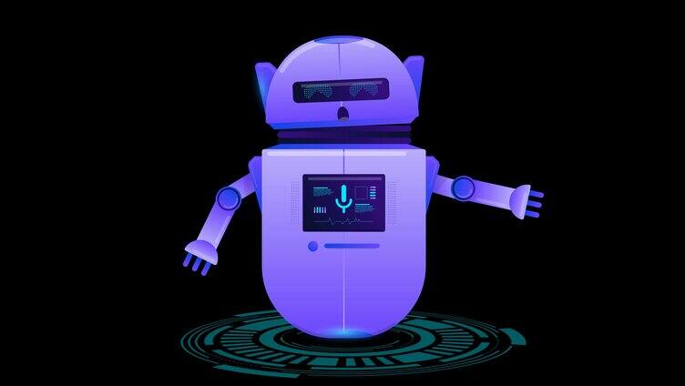 蓝色科技感机器人动画