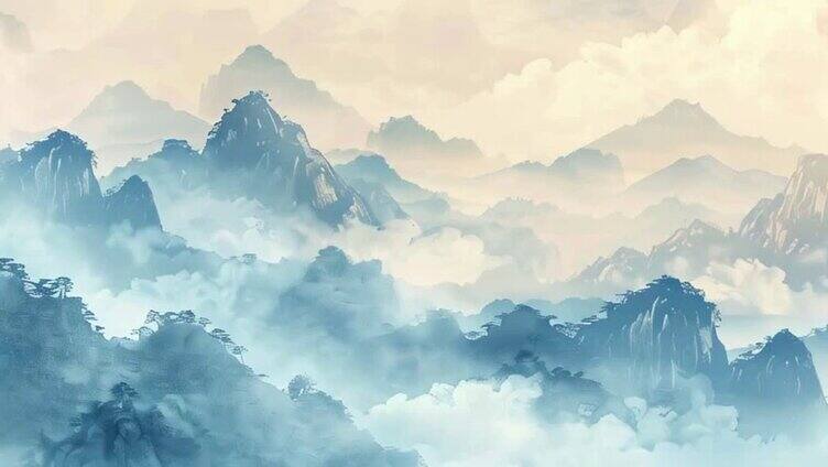 国风背景-中国风山水画背景