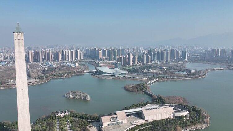 航拍九江城市大湖景（一镜到底）