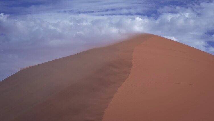 沙漠景观飞沙走石蓝天白云飘动