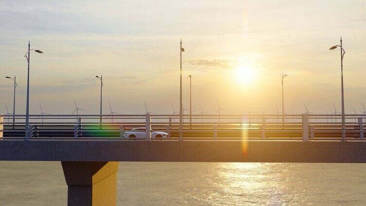在港珠澳大桥上行驶的新能源汽车